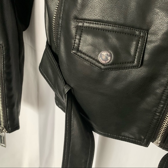 Michael Kors Black Faux Women’s Leather Moto Jkt - Picture 11 of 14